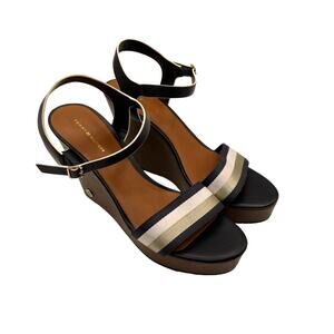 Tommy Hilfiger Shoes Wmns Size 11M Kirra Wedge Platform Sandals Blue White Gold